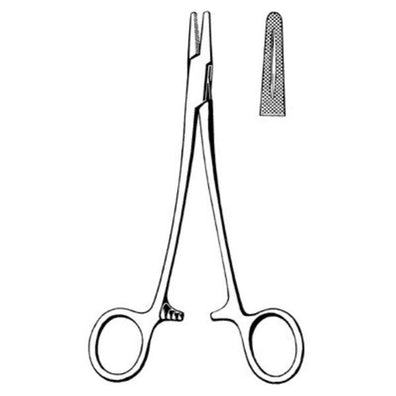 Holder Needle Mayo-Hegar 6" Cross Serrated w/Groove Straight Stainless Steel Ea